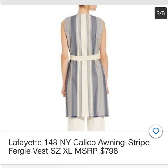 Lafayette 148 New York Calico Awning-Stripe Fergie SZ XL - Picture 2 of 5